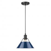  3306-M BLK-NVY - Orwell BLK Medium Pendant - 10" in Matte Black with Matte Navy shade